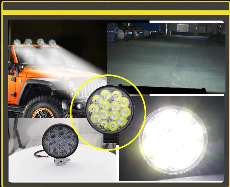 Комплект от 2бр. 42W Мини Лед LED Диоден Фар Халоген Дневни Светлини 12V - 24V за автомобил офроуд бус ван камион - 8
