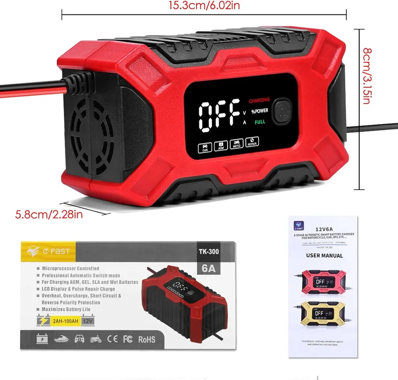 Автоматично Smart Смарт Импулсно Зарядно за Акумулатор 12V 6A - 8