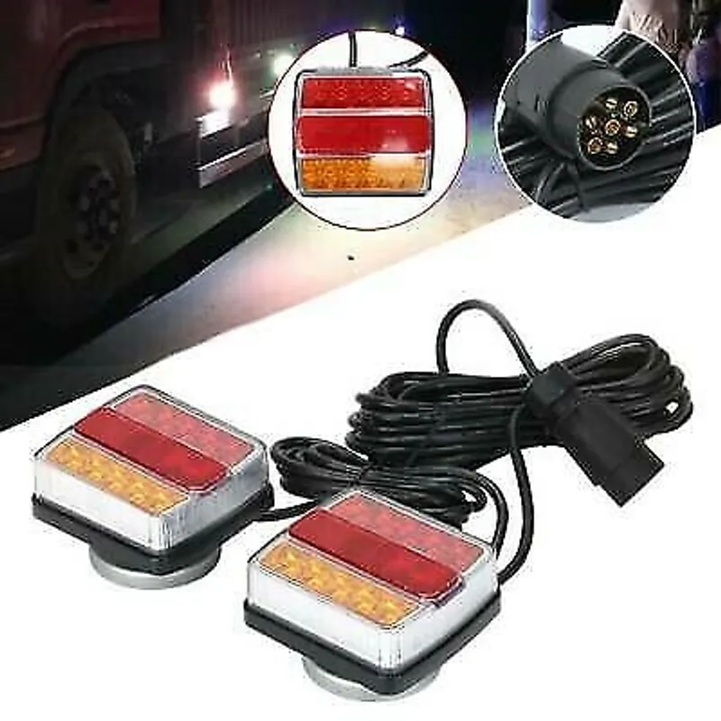 Комплект LED Диодни Стопове 12V с Магнит и Окабеляване, 5 Функции, за Ремаркета, Колесари, Платформи, МПС - 8
