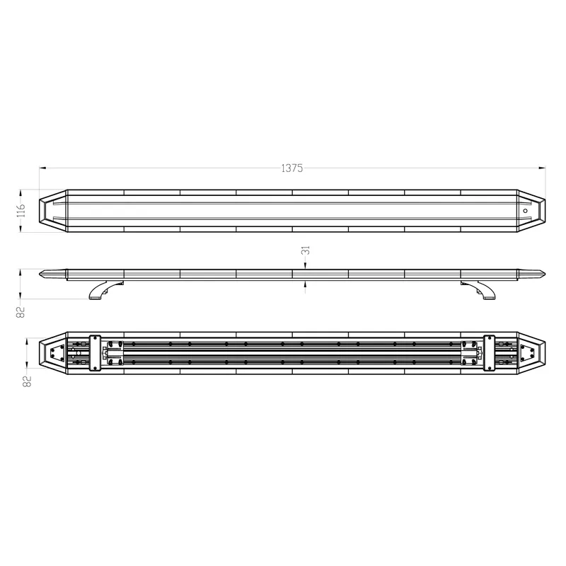 Оранжева LED аварийна лампа 137.5 см, 83W, 14 режима, светлинен сензор, E-Mark E9, ECE R65/R10, IP67, 12V/24V/48V - 8