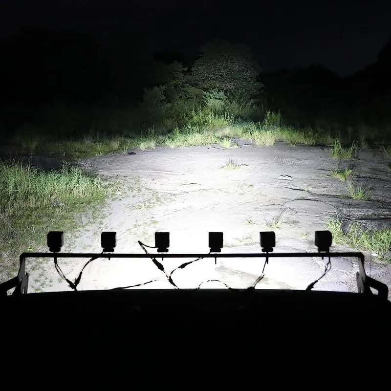 Комплект от 6 броя Лед LED Халогени Лампи с окабеляване Бяла Flood + Оранжева DRL Светлина 12V - 24V за Off Road 4X4 SUV джип мотор автомобил камион градина и др. - 8