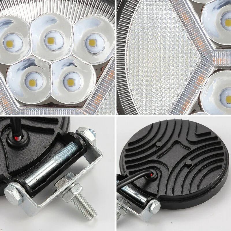 Универсален 126W Лед LED Халоген Фар Работна Лампа 12V - 24V бяла светлина + блиц мигаща бяла светлина за автомобил офроуд бус ван камион - 8