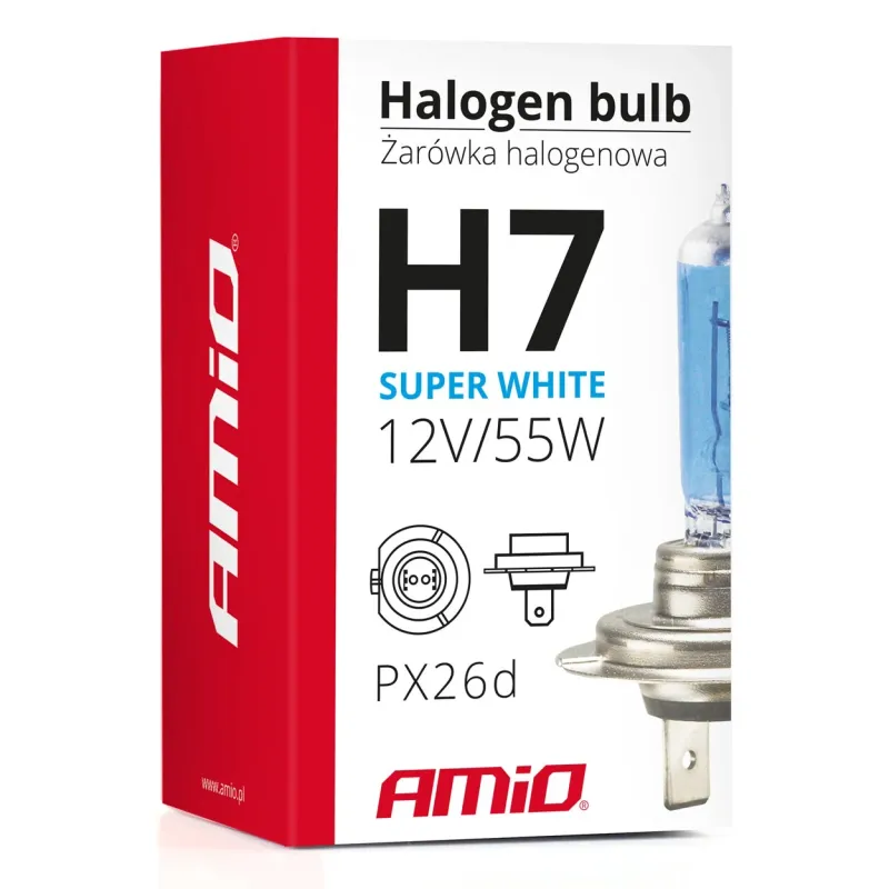 1 брой халогенна крушка H7 12V 55W с UV филтър Super White E4 - 5