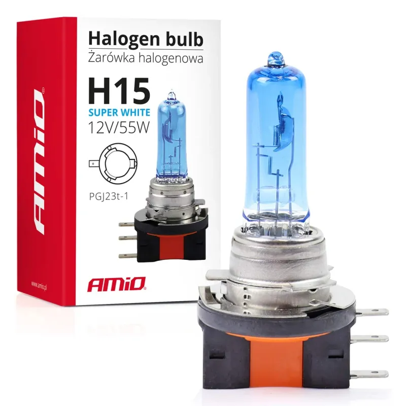 1 брой халогенна крушка H15 12V 55W Super White E4 - 0