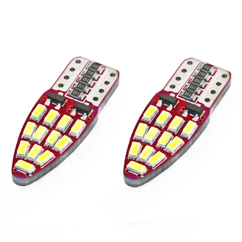Комплект от 2бр. LED Лед Диодни Крушки За Габарит Т10 W5W Canbus 3014 24SMD 12V Бяла Светлина - 2