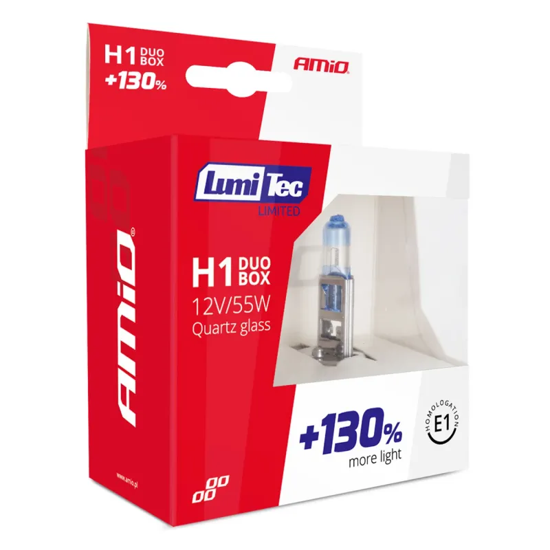 Комплект от 2бр. халогенни крушки H1 12V 55W LumiTec LIMITED +130% бяла светлина - 4