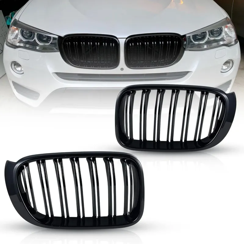 Двойни Бъбреци Решетки За БМВ BMW X3 X4 FACELIFT F25 F26 2014 - 2017г. Черен Гланц Лак - 0