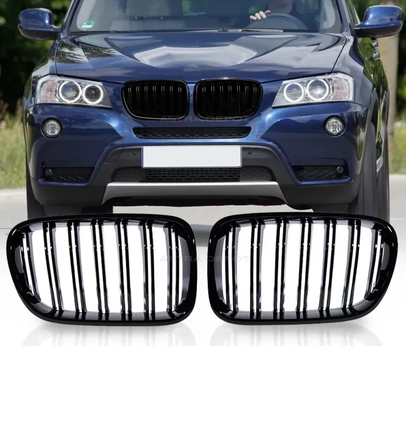 Двойни Бъбреци Решетки За БМВ BMW X3 F25 Преди Фейслифт 2010г.-2014г. Черен Гланц Лак - 0