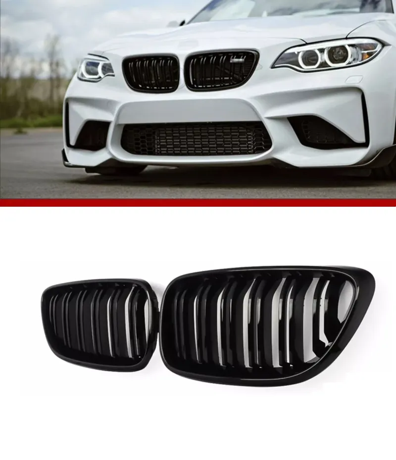 Двойни Бъбреци Решетки За БМВ BMW F22 F23 F24 F27 E87 2012г.-2018г. Черен Гланц Лак - 0