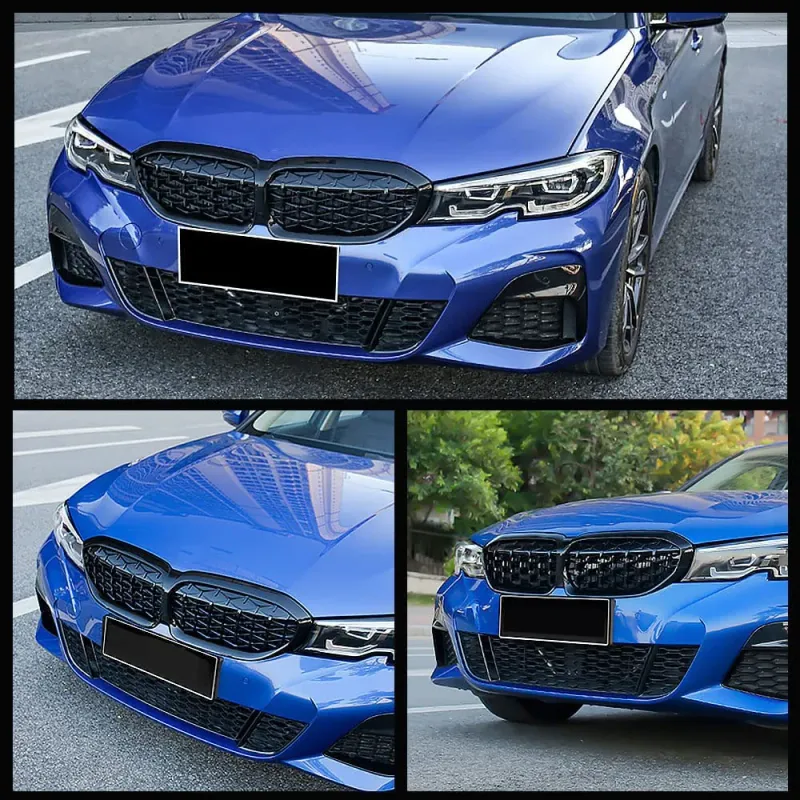 Бъбреци Решеткa за BMW 3-та Серия G20 Sedan 2019+, G21 Touring, G28 Sedan Diamond Style Черен Гланц - 6