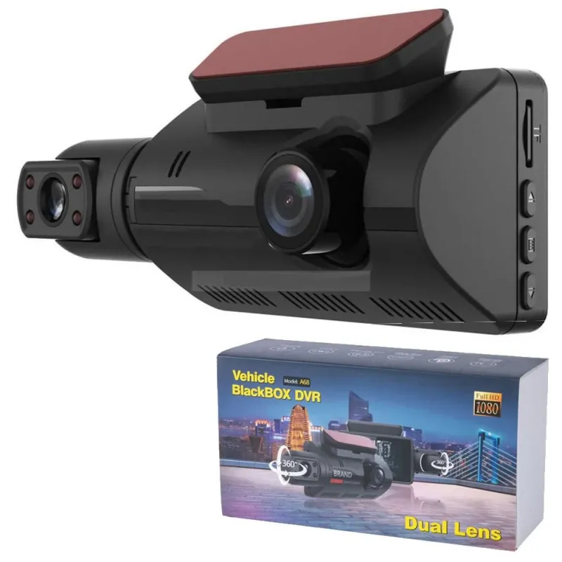 Авторегистратор видeорегистратор записваща видеокамера за автомобил Full HD 1080P 2 камери + 32 GB Micro SD Card карта с памет 85 x 50 mm - 0