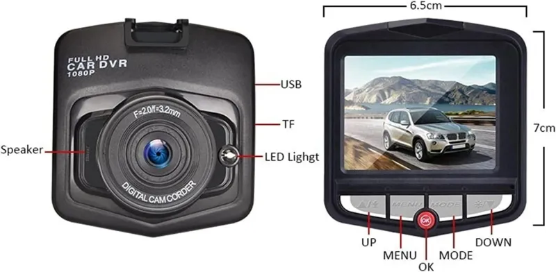 Видеорегистратор цифрова видеокамера рекордер Full HD 1080 + 32 GB Micro SD Card карта с памет 6.5 х 7 см 12/24V - 6