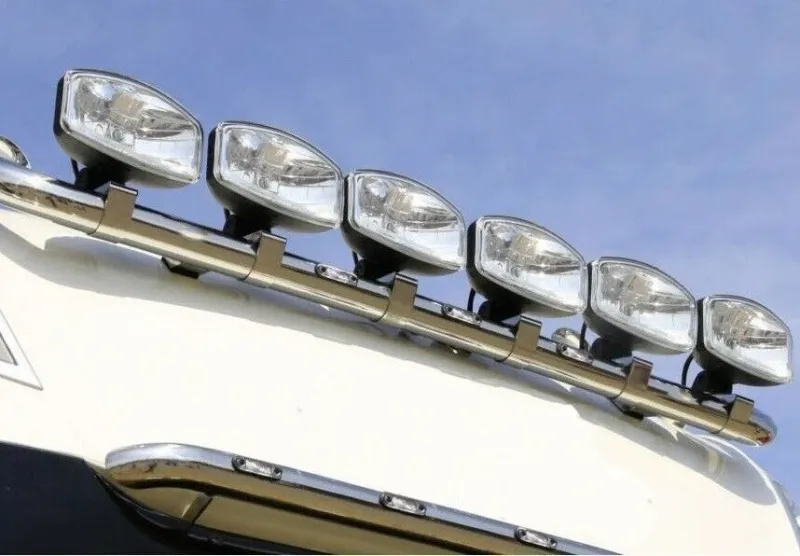 1 Брой Халоген Фар 12V-24V с крушка H7 + 6 ЖЪЛТИ LED габаритни светлини E-Mark За Камион Трактор Багер Земеделски Машини и др. - 9