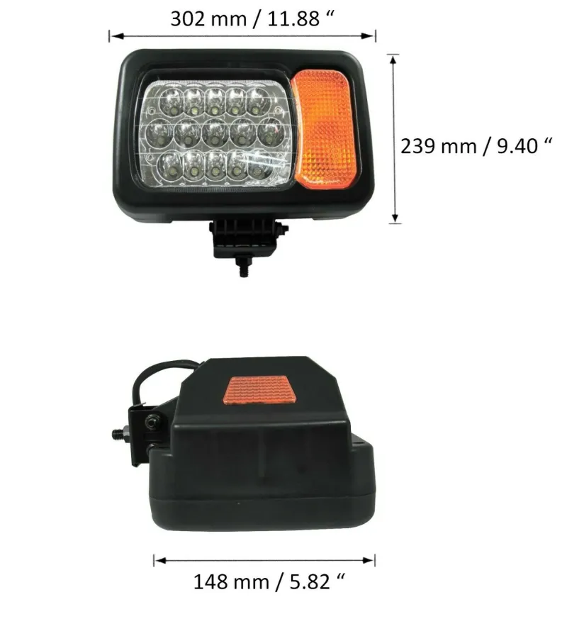 Ляв фар 16LED къси / дълги светлини мигач рефлектор подходящ за трактор комбайн багер и др. - 1