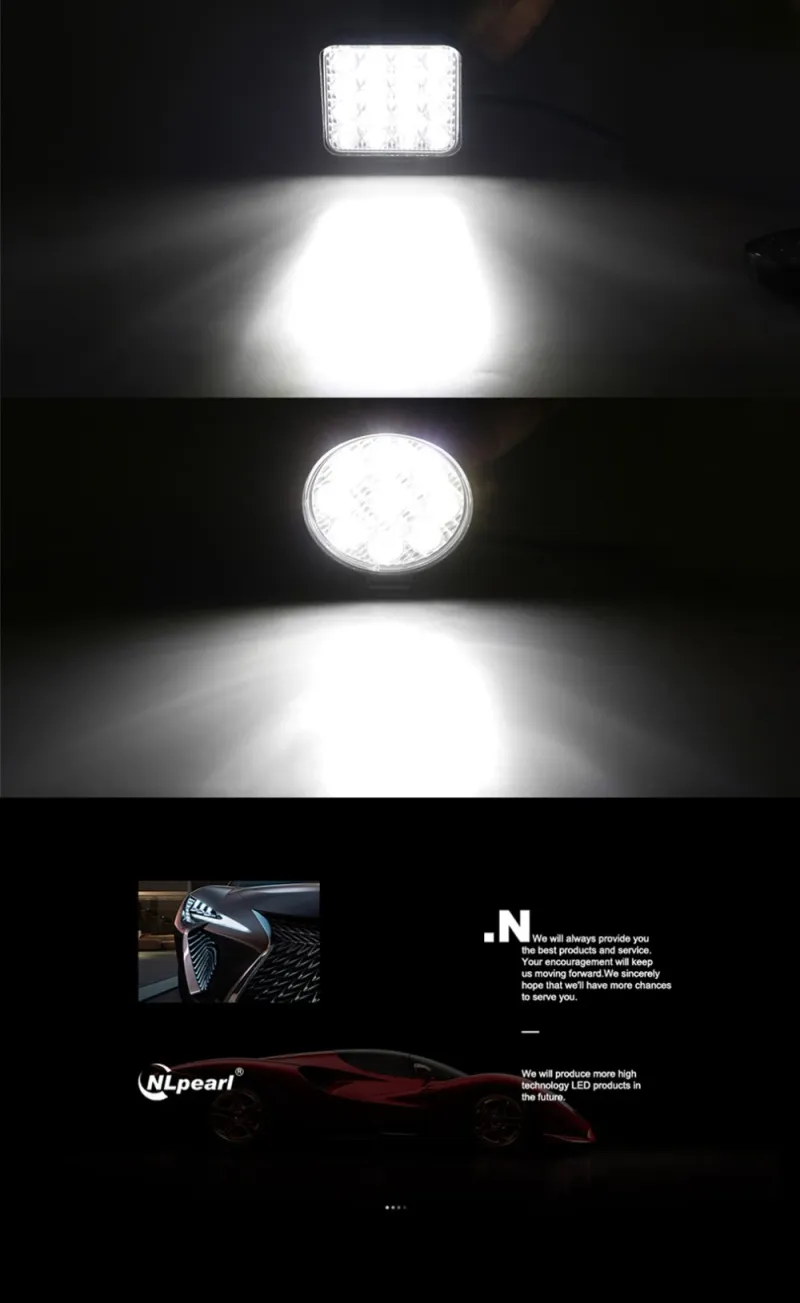 Комплект от 2бр. 48W Мини Лед LED Диоден Фар Халоген Дневни Светлини 12V - 24V за автомобил офроуд бус ван камион - 6