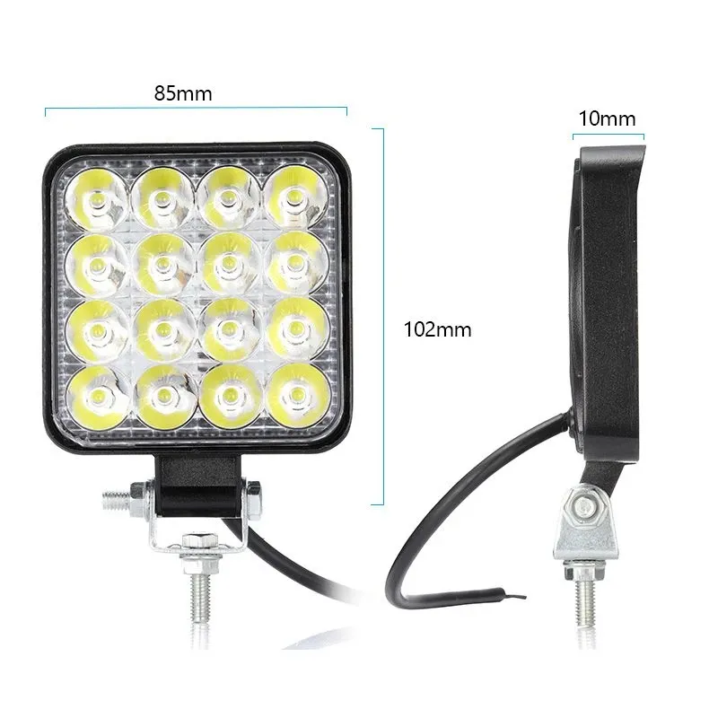 Комплект от 2бр. 48W Мини Лед LED Диоден Фар Халоген Дневни Светлини 12V - 24V за автомобил офроуд бус ван камион - 7