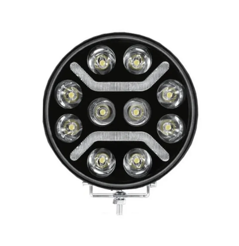 LED + DRL Диоден Халоген Фар Бял Оранжев Габарит Ø 230 мм 12V 24V за джип камион трактор багер земеделски машини и др. - 0