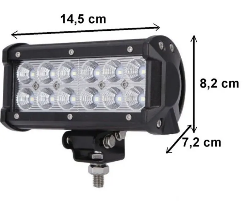 Универсален 36W Лед LED Халоген Фар Работна Лампа 12V - 24V с Насочена Spot Светлина за автомобил офроуд бус ван камион - 1