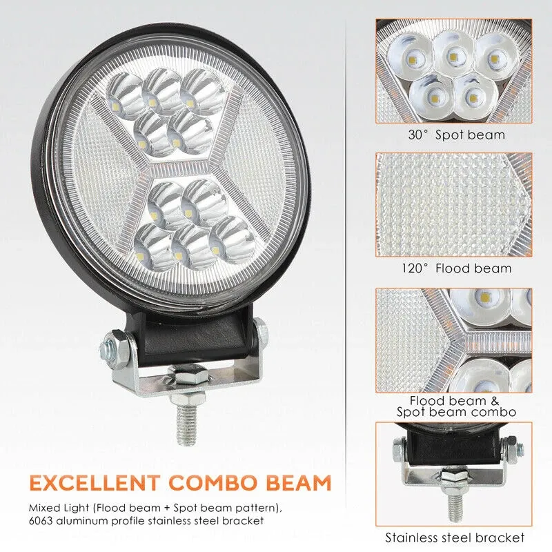 Универсален 126W Лед LED Халоген Фар Работна Лампа 12V - 24V бяла светлина + блиц мигаща бяла светлина за автомобил офроуд бус ван камион - 8