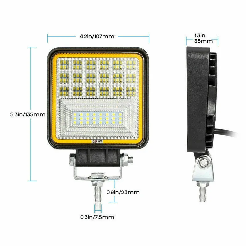 126W LED Диоден Фар Работна Бяла Жълта Светлина Габарит Мъгла Лампа 12V 24V 3030 Лумена - 7