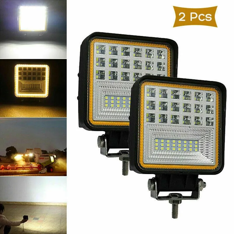 126W LED Диоден Фар Работна Бяла Жълта Светлина Габарит Мъгла Лампа 12V 24V 3030 Лумена - 9