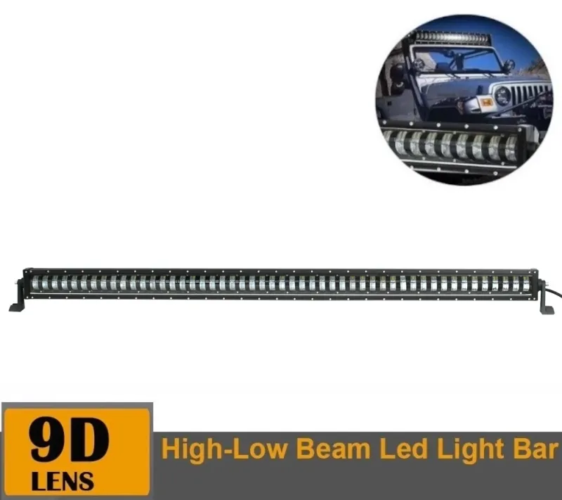 9D 140 СМ Led Bar Лед Бар Hi/Lo Kъси Дълги Водоустойчив Удароустойчив 12V 24V 32000 LМ 400W С Лупи Off-Road Лед Бар За Джип ATV - 0