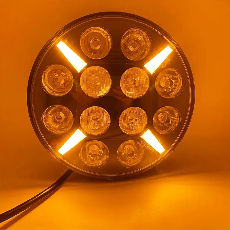 LED Диоден Халоген Фар Бял Оранжев Габарит Ø 218 мм 12V 24V 12 Диода за джип камион трактор багер - 14