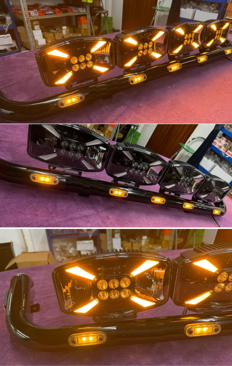 Универсален LED ЛЕД 140W диоден фар халоген лампа 12V - 24V с DRL/parking светлина бяло-жълто за АТВ джип камион трактор земеделски и селскостопански машини 247 x 141 x 83 mm - 1