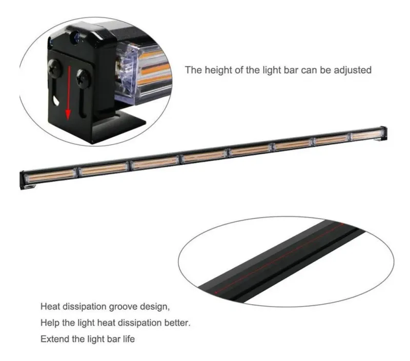 120cm Сигнална Аварийна Блиц Маяк Led Бар Лампа Пътна Помощ Платформа 12V-24V 144W - 3