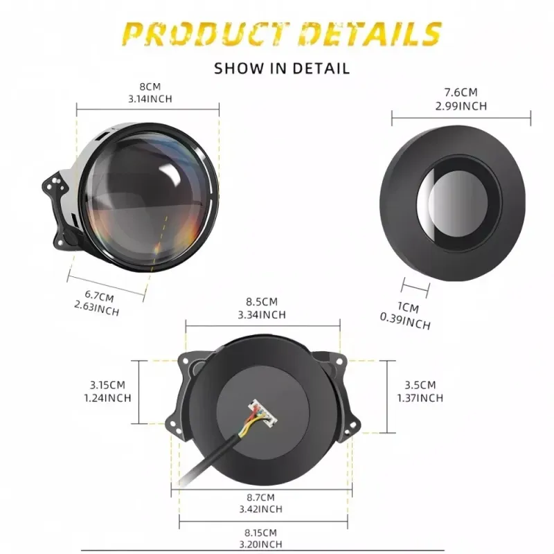 3D LED фарове халогени дяволски очи Devil Eyes с лупи 3 инча 8см 12V с мобилно приложение - 1