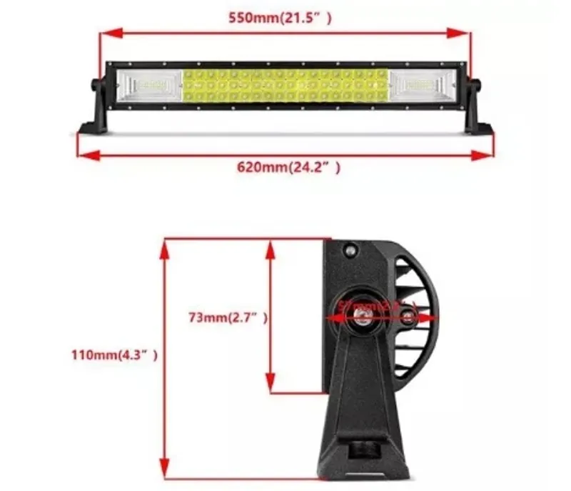 55 См 324W Мощен 7D 7Д Led Bar Лед Диоден Бар Прожектор с комбинирана бяла светлина 12V 24V - 0