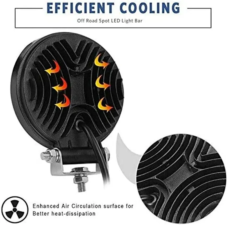 27W Кръгъл Led Лед Диоден Фар Прожектор Халоген Лампа с разпръсната светлина FLOOD 12V 24V Слим Slim - 2