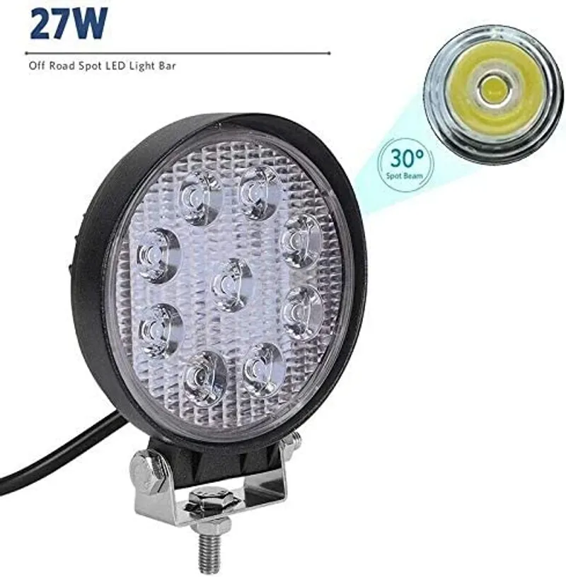 27W Кръгъл Led Лед Диоден Фар Прожектор Халоген Лампа с разпръсната светлина FLOOD 12V 24V Слим Slim - 8