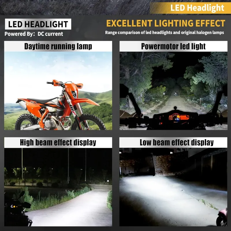 Маска с LED Фар за мотор, мотоциклет Бяла с къси и дълги светлини - Универсален модел за ENDURO / Trail / Streetfighter - 9