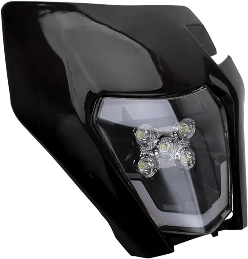 Маска с LED Фар за мотор, мотоциклет Черна с къси и дълги светлини - Универсален модел за ENDURO / Trail / Streetfighter - 6