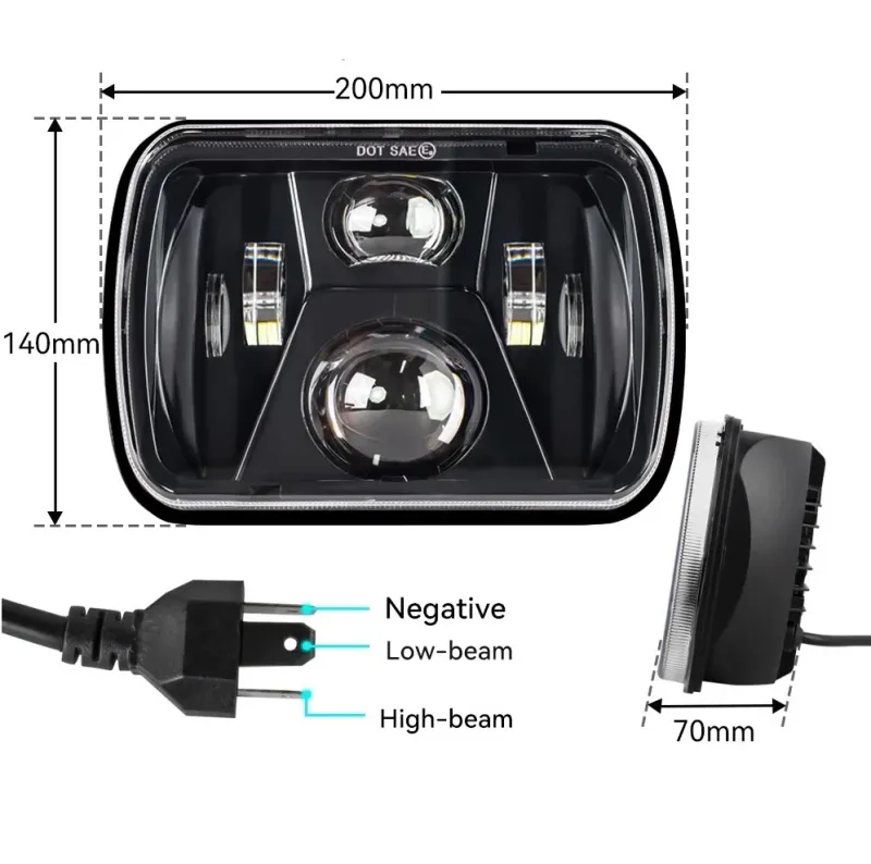 Универсален 45W ЛЕД LED фар лампа халоген 12V-24V къси/дълги 20 x 14cm за АТВ джип мотоциклет камион трактор и др. - 1