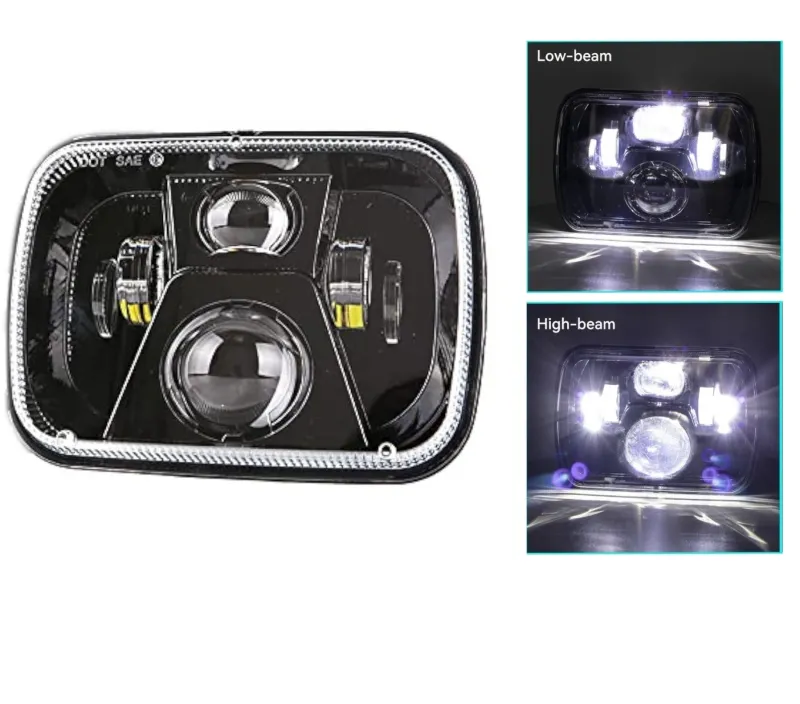 Универсален 45W ЛЕД LED фар лампа халоген 12V-24V къси/дълги 20 x 14cm за АТВ джип мотоциклет камион трактор и др. - 0