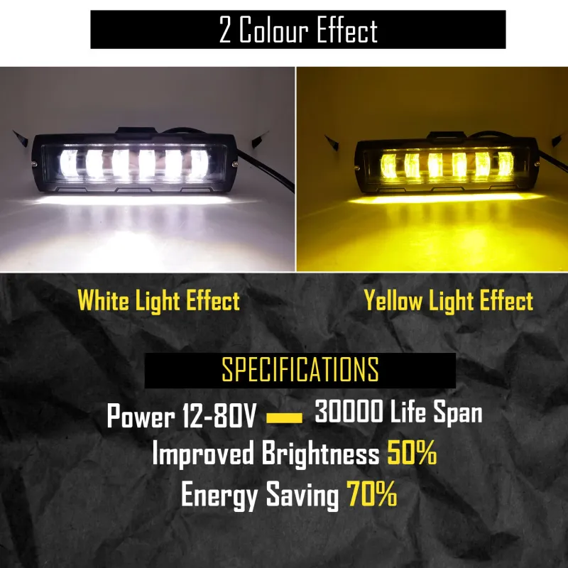 15,5 cm 7Д Диоден Прожектор Супер Мощен Халоген Led Bar Лед Бар 40w Комбиниранa Бяла и Жълта Светлина 12V - 24V За АТВ SUF Джип 4х Offroad Камион - 11