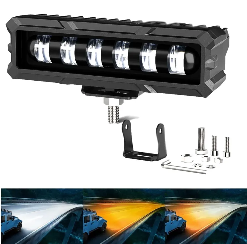 15,5 cm 7Д Диоден Прожектор Супер Мощен Халоген Led Bar Лед Бар 40w Комбиниранa Бяла и Жълта Светлина 12V - 24V За АТВ SUF Джип 4х Offroad Камион - 0