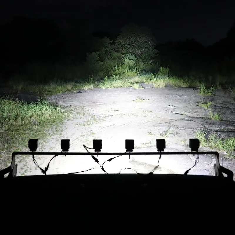 Комплект от 6 броя Лед LED Халогени Лампи с окабеляване Бяла Flood + Бяла DRL Светлина 12V - 24V за Off Road 4X4 SUV джип мотор автомобил камион градина и др. - 9