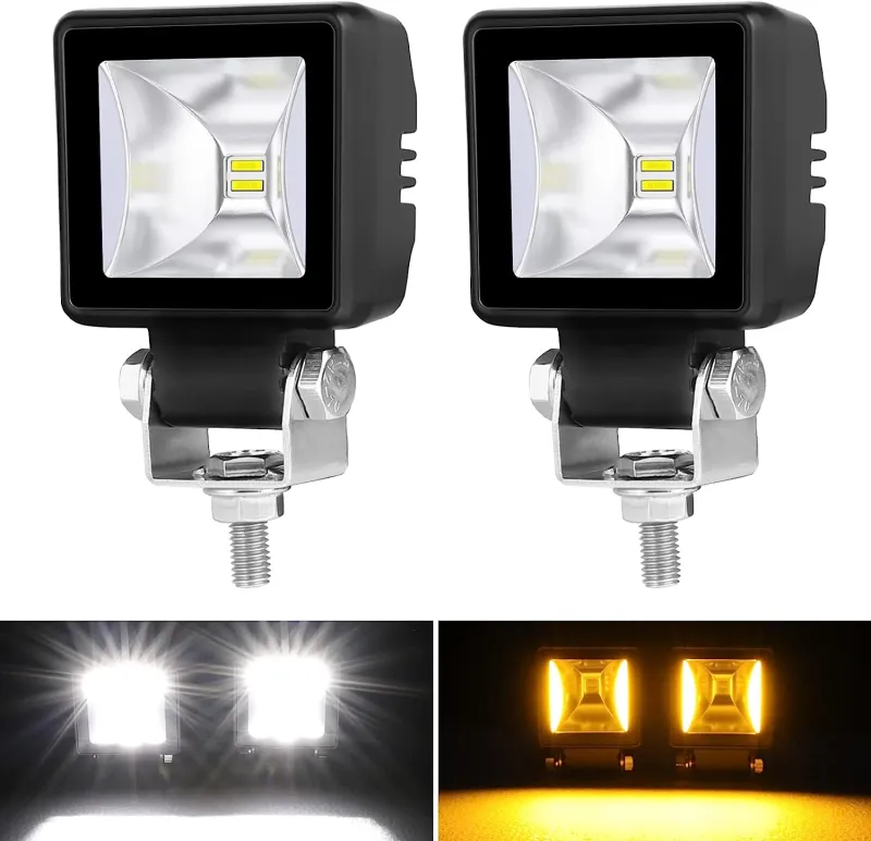 Комплект от 6 броя Лед LED Халогени Лампи с окабеляване Бяла Flood + Оранжева DRL Светлина 12V - 24V за Off Road 4X4 SUV джип мотор автомобил камион градина и др. - 8