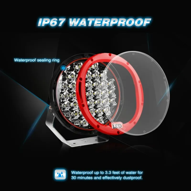 96W LED ЛЕД ДИОДЕН СУПЕР МОЩЕН ВОДОУСТОЙЧИВ ХАЛОГЕН ФАР ПРОЖЕКТОР ЛАМПА 9 225 MM 12-24V - 1