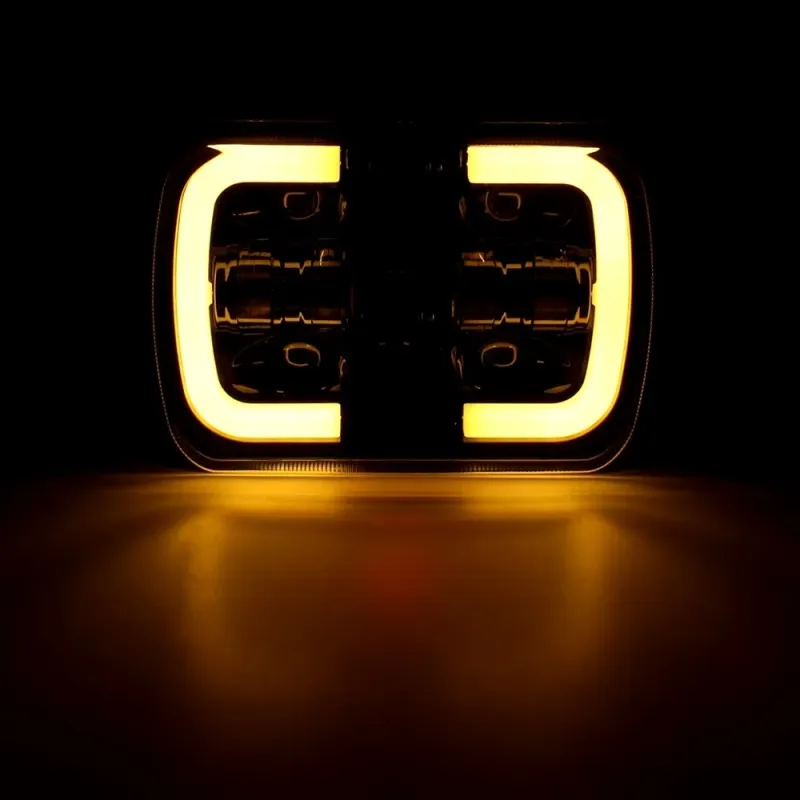Универсалeн 5x7 инча ЛЕД LED фар лампа халоген 12V-24V къси/дълги с DRL дневни светлини мигач бяло-жълто 4800lm за АТВ джип камион трактор и др. - 2