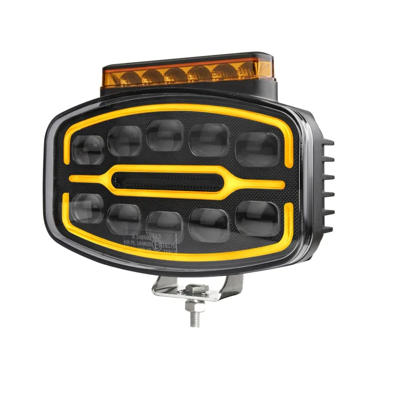 LED Халоген Фар 3 Функции DRL бяла/оранжева светлина с 360° аварийна лампа с 4 функции на премигане 12-24V за джип камион агротехника и др. - 7