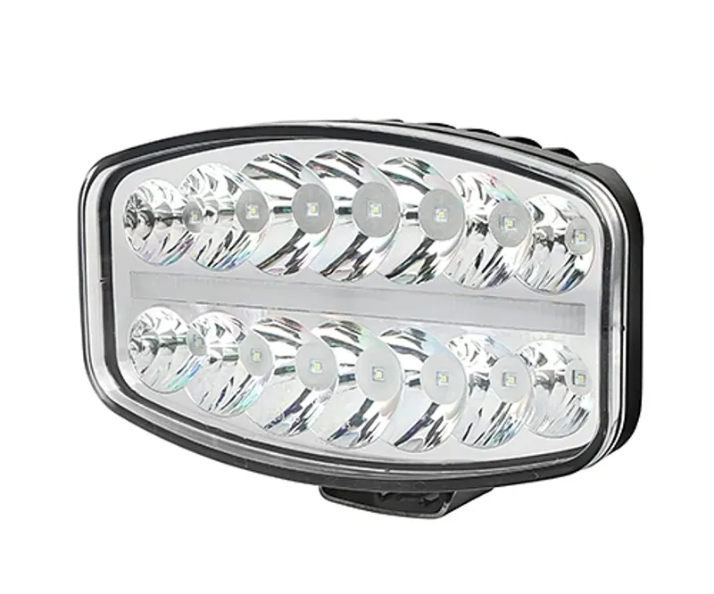 80W LED Лед Фар Халоген с DRL дневни светлини габарит бяло - оранжево неон ефект 24,5см x 13,9см, 4100lm, 12V - 24V, E-Mark Подходящ За DAF MAN Scania Volvo и др. - 4