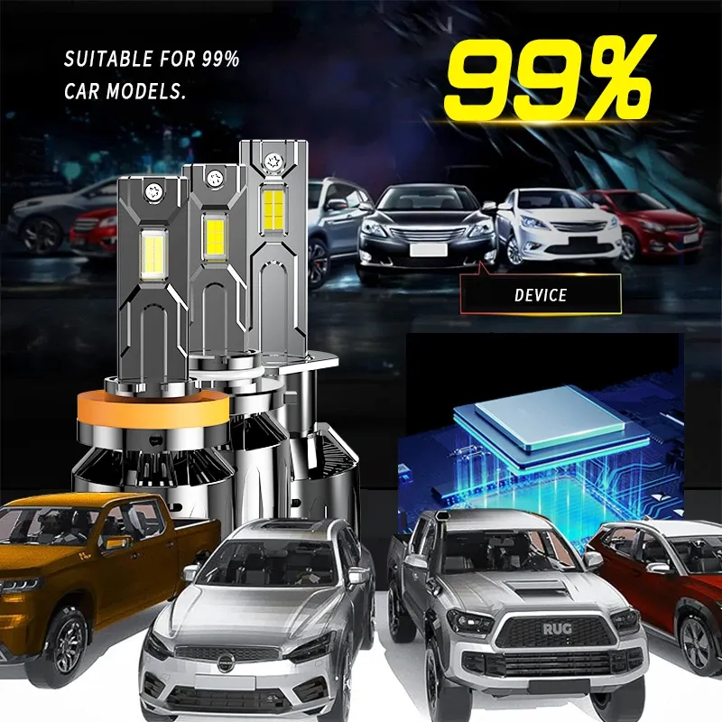 Комплект от 2 броя LED ЛЕД диодни крушки H4 Х4 12V 150W 15000lm за фарове Canbus без грешки 6000К къси/дълги - 3