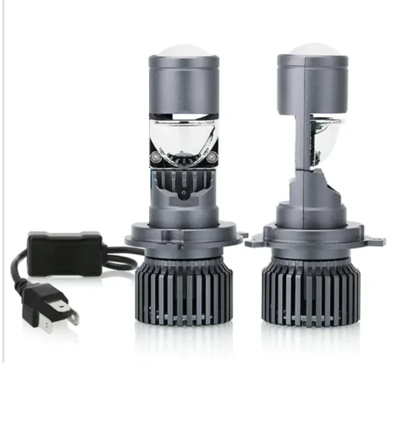 Комплект от 2 броя LED ЛЕД диодни крушки с лупа H4 Х4 12V - 24V 80W 12000LM за фарове Canbus без грешки 6000К-6500К къси/дълги - 0