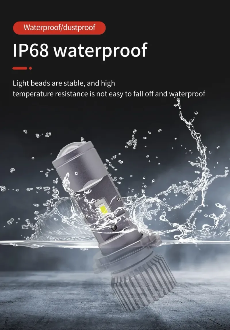 Комплект от 2 броя LED ЛЕД диодни крушки с лупа H4 Х4 12V - 24V 80W 12000LM за фарове Canbus без грешки 6000К-6500К къси/дълги - 2