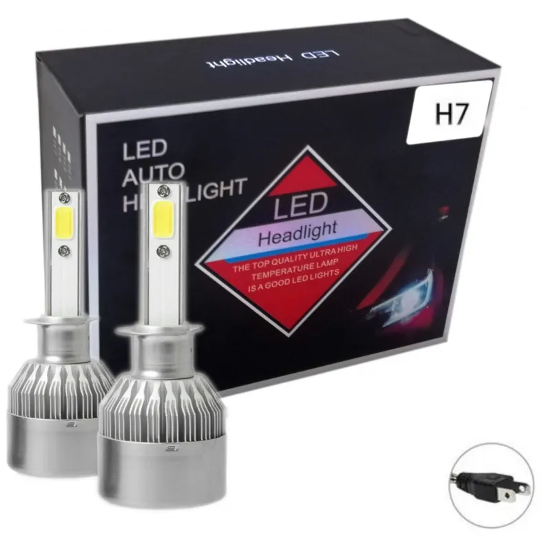 Комплект от 2 броя LED лед диодни крушки за фарове H7 Х7 36w 7600lm 12/24V - 1
