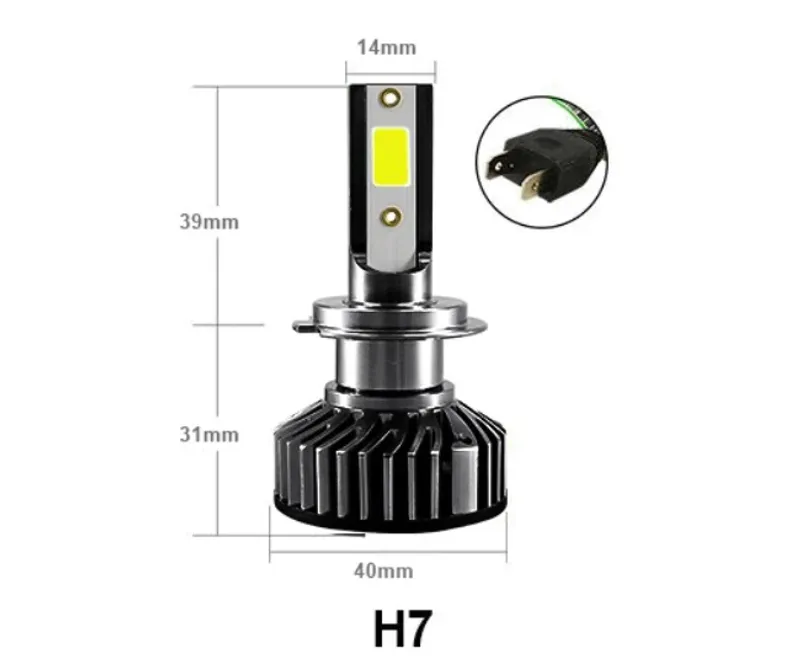 Комплект Умалени Мини Лед Led Диодни Крушки H7 Х7 12V 24V 72W 10000lm За Фарове Can Bus без Грешки - 1